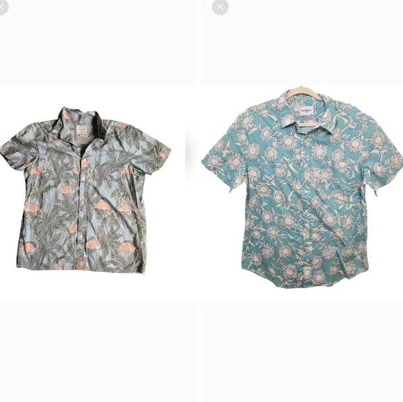 American Eagle OutfittersGood Fellow Tropical Print Shirts - Green and Blue - Picture 1 of 5